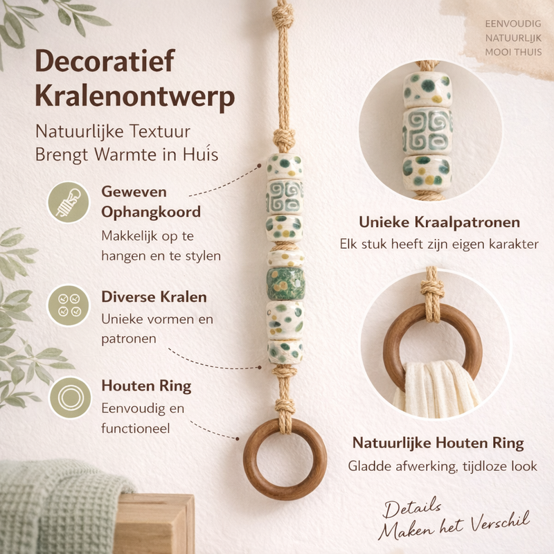 Bohemian Kralen Handdoekhouder van Hout