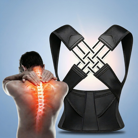Rugbrace houdingcorrector in zwart met gekruiste banden