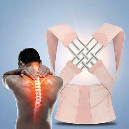 Rugbrace houdingcorrector in roze met gekruiste banden